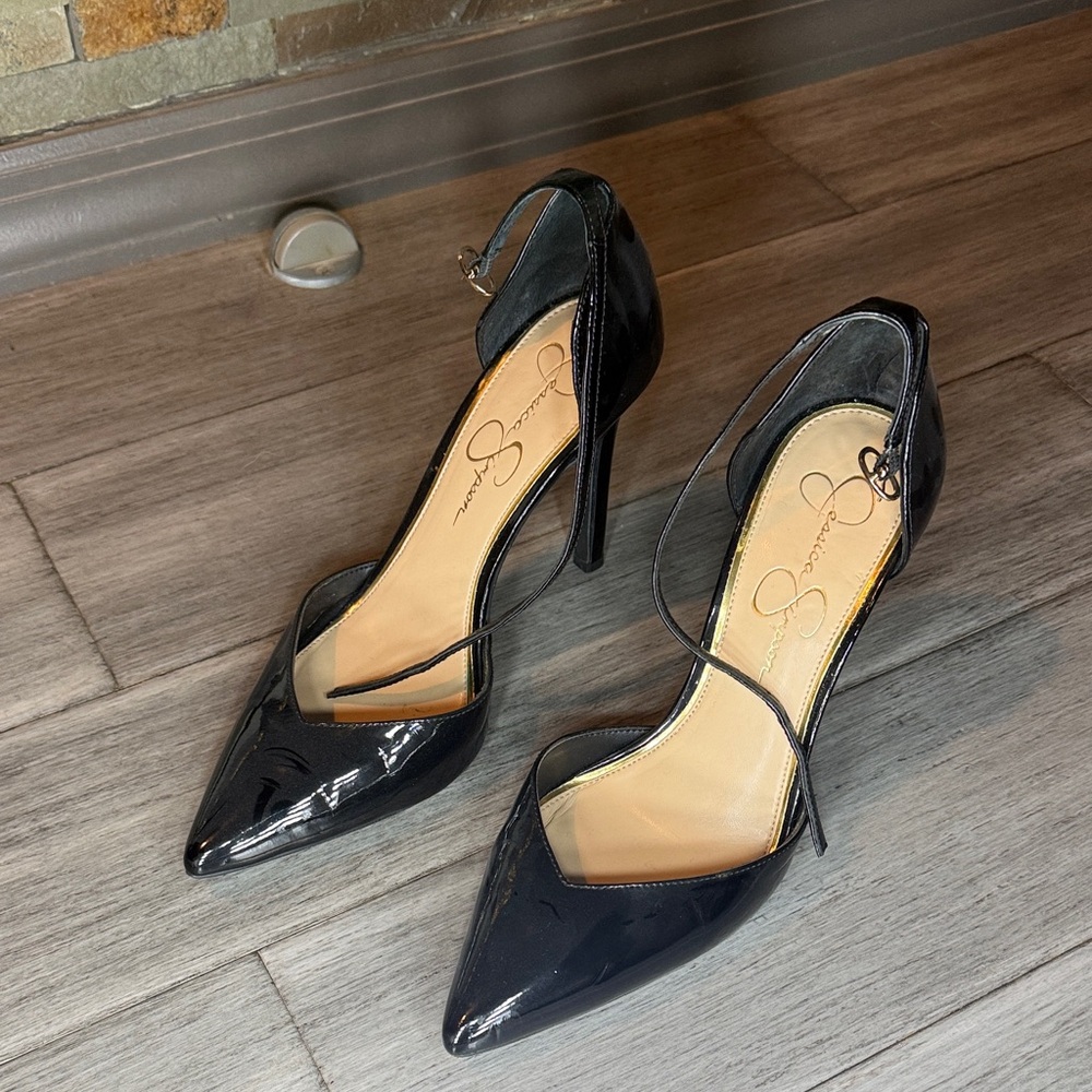 Jessica Glossy Black Stiletto Heels
